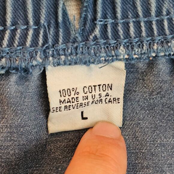 Vintage Denim Outfit 2 Piece Set Large Long Shirt Skirt Jean Blue Fall Leaf Puff - Picture 9 of 16